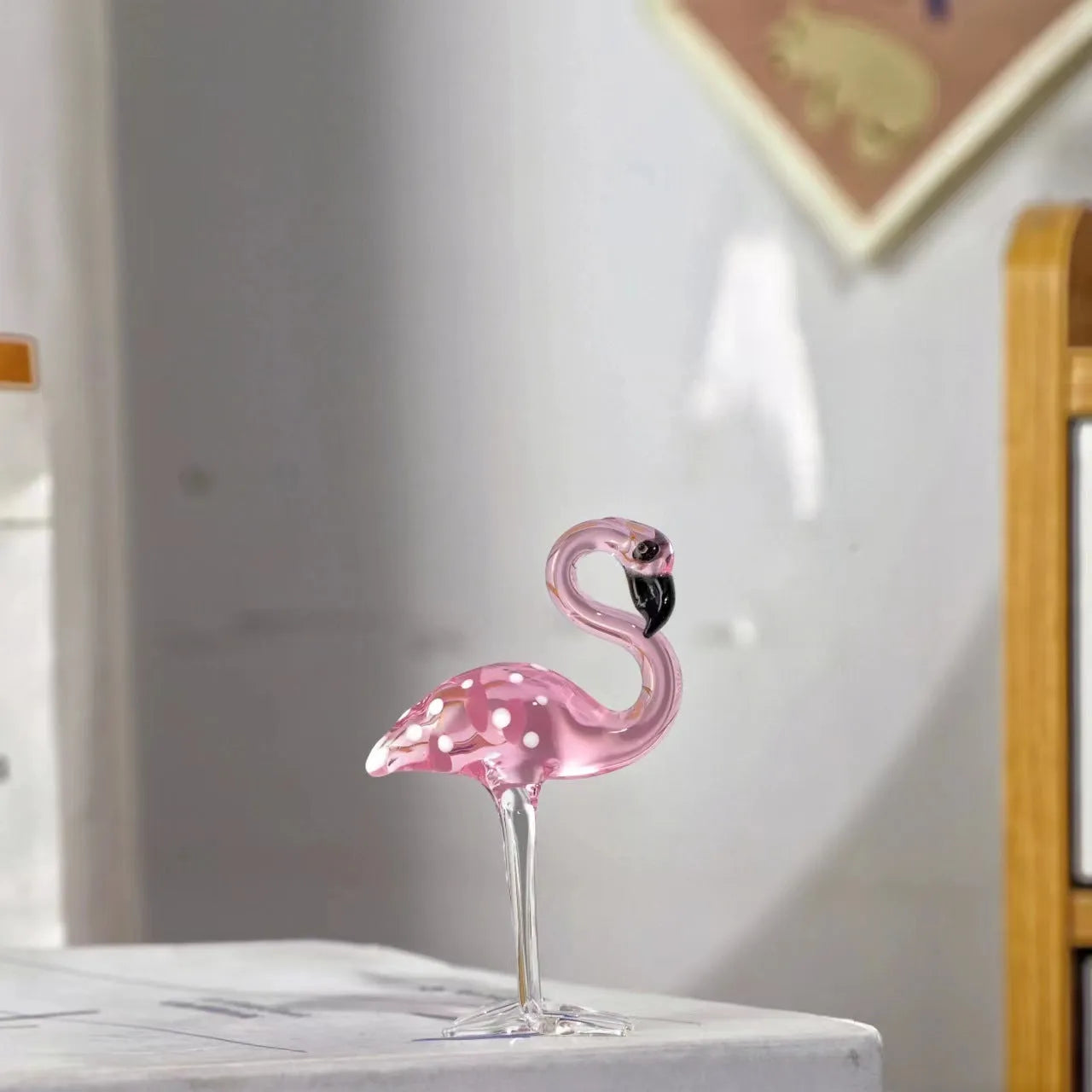 Pink crystal flamingo decorative ornament modern minimalist style 20-25cm