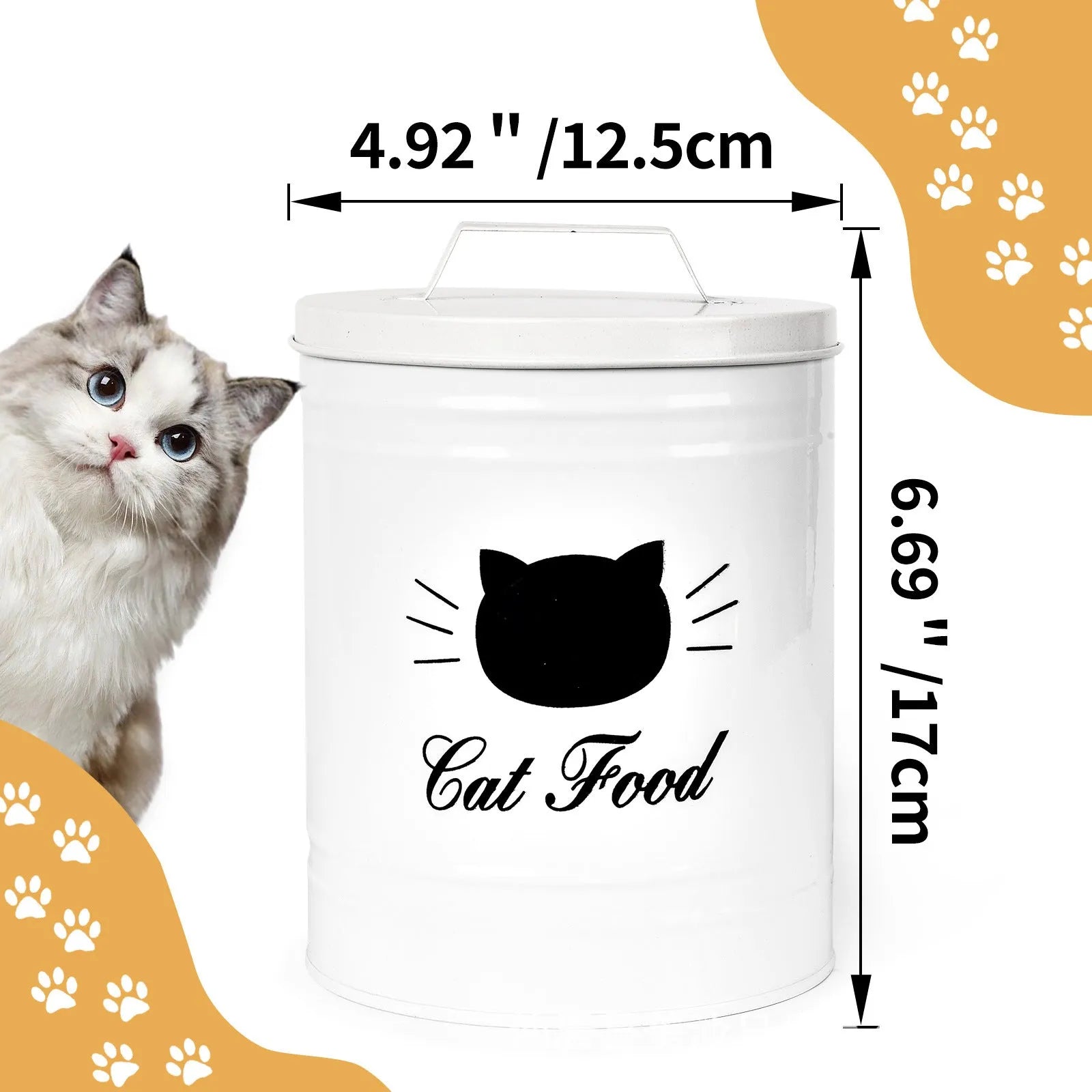 Round iron sheet storage bucket with independent inner box in black or white, 301-500ml capacity