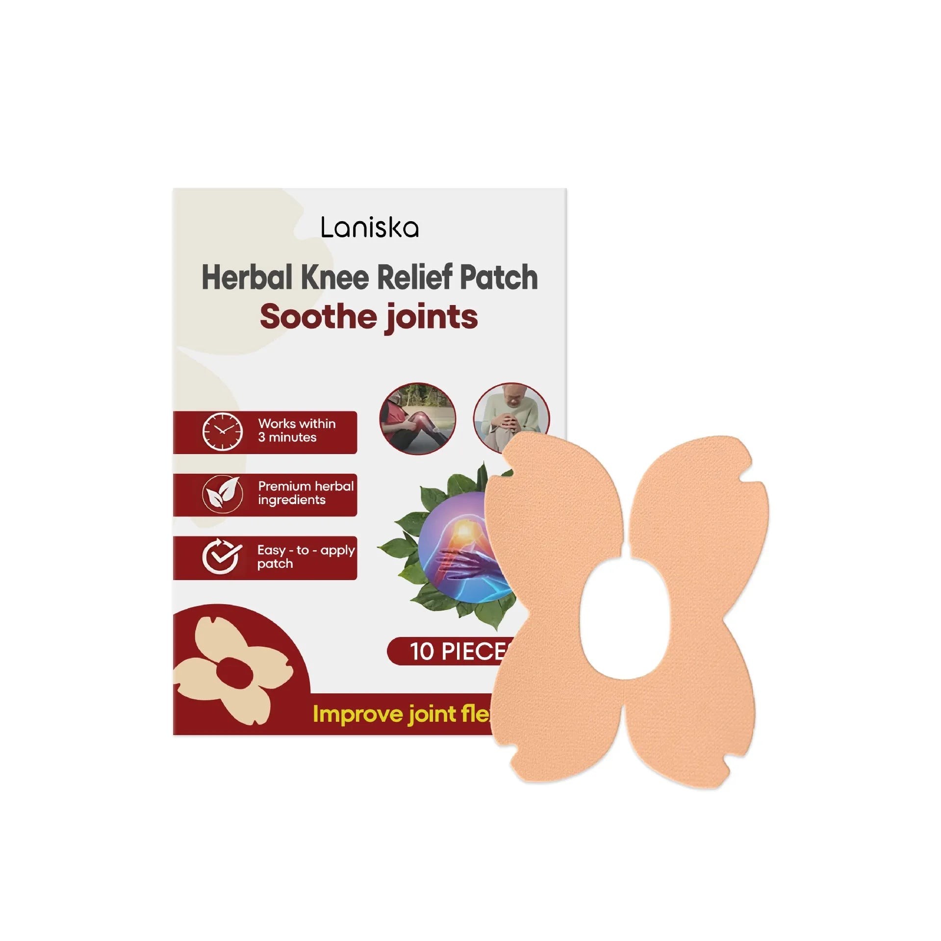 Herbal moxa leaf and menthol joint nourishing adhesive bandage patches - 10 piece set in storage box