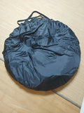 Black pop-up car tailgate tent with steel frame unfolded to 200cm dimensions