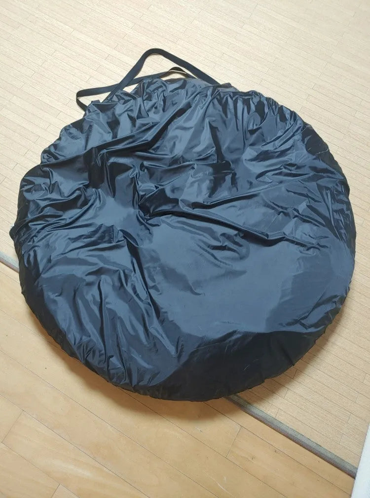 Black pop-up car tailgate tent with steel frame unfolded to 200cm dimensions