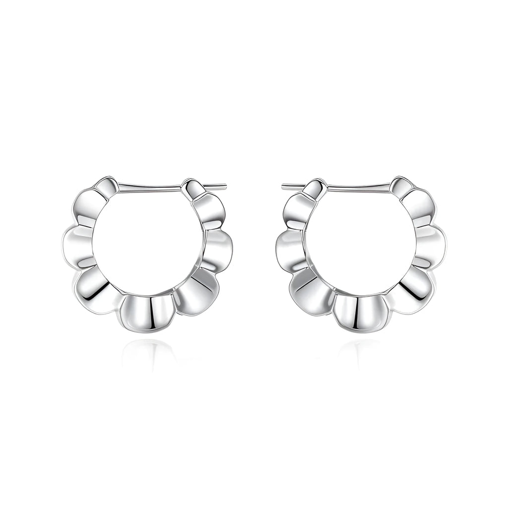 Sterling silver geometric drop earrings with round elements and electroplated finish