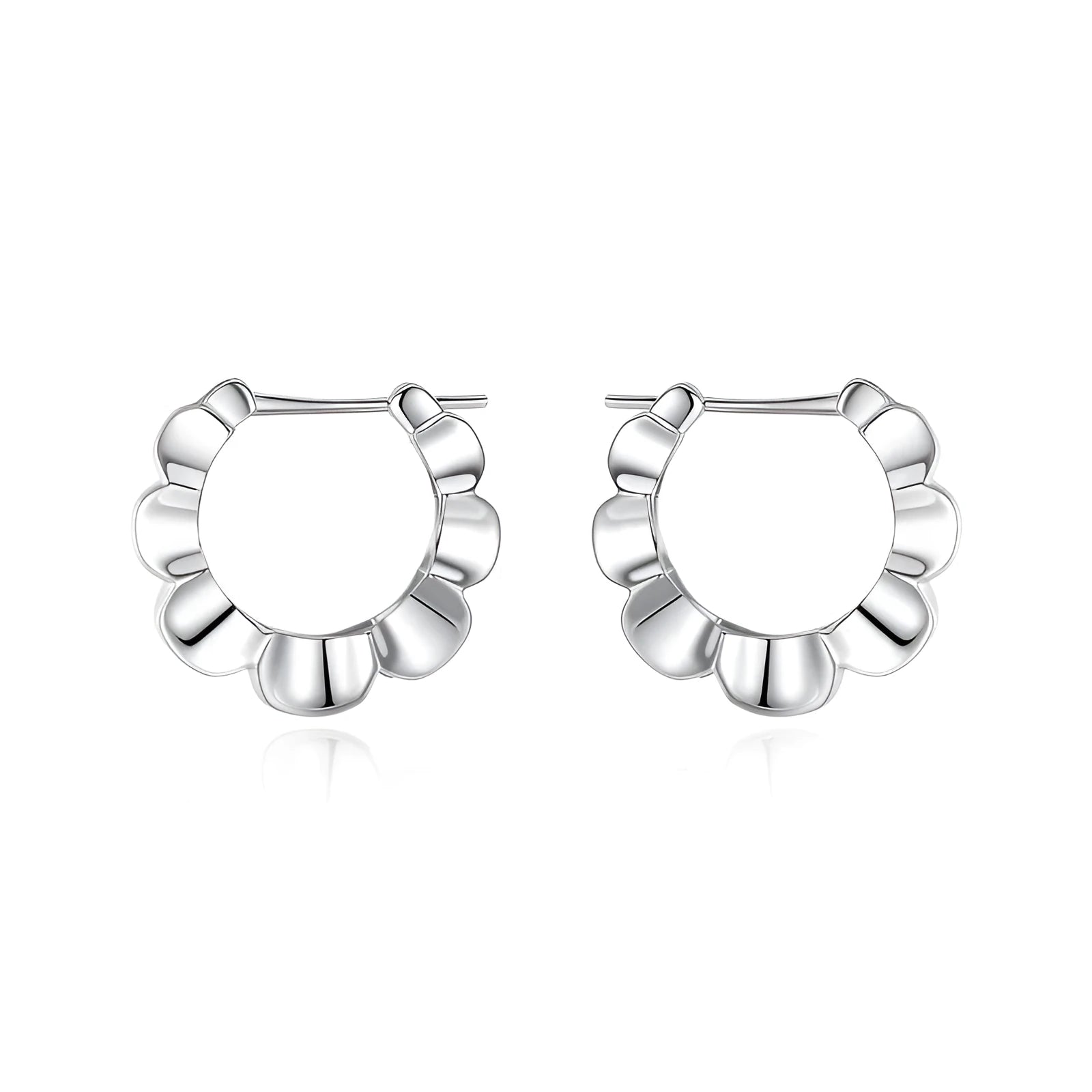 Sterling silver geometric drop earrings with round elements and electroplated finish