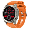 S53 Outdoor GPS Sports Smart Watch in Black or Orange with zinc alloy frame and silicone strap.