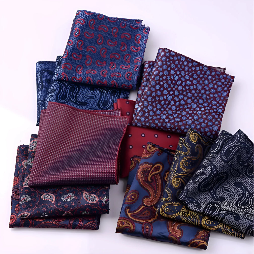 Men's jacquard pocket square 23x23cm patterned square scarf with 50 colour options