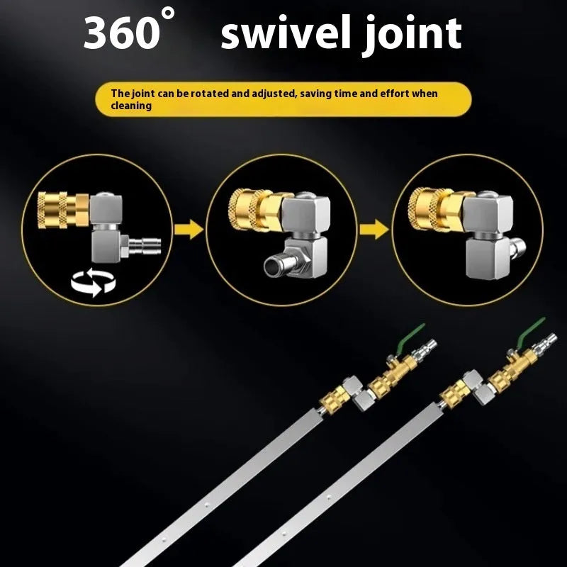 Stainless steel car water tank cleaning rod with three nozzles for radiator and condenser use