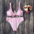 Pure colour polyester bikini set with sleeveless design in European and American style
