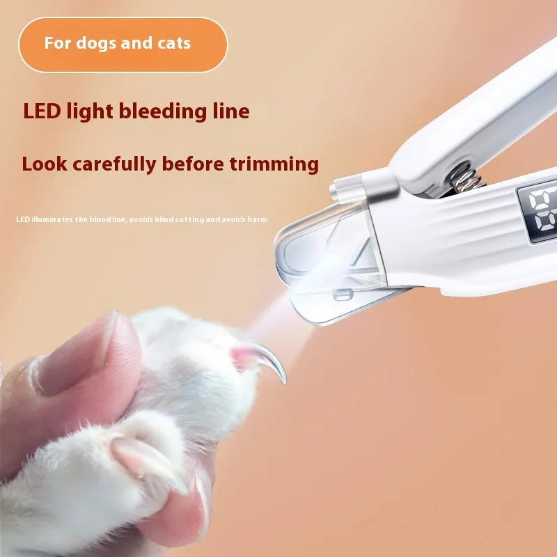 HZ8 White model battery-powered dog nail clippers with integrated piercing device.