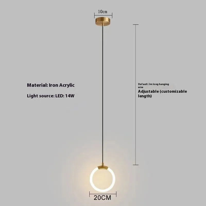 Nordic minimalist U-shaped bedside chandelier pendant light with a 200mm size.