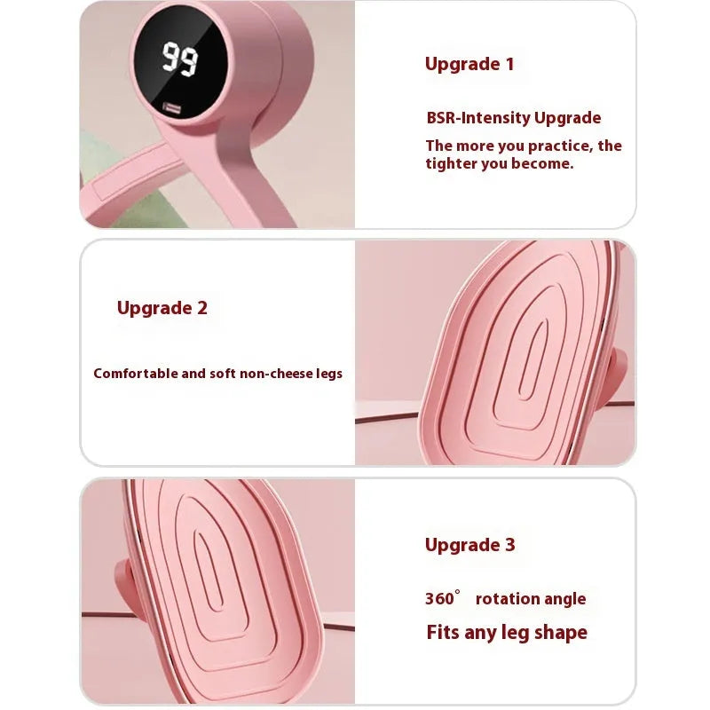 Pink and purple pelvic floor muscle trainer with rubber-coated handle and 3 resistance settings