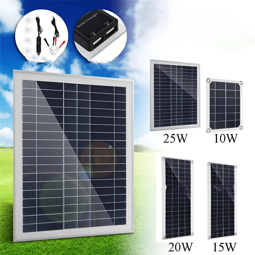 Polysilicon solar panel charger with dual USB ports for outdoor device charging