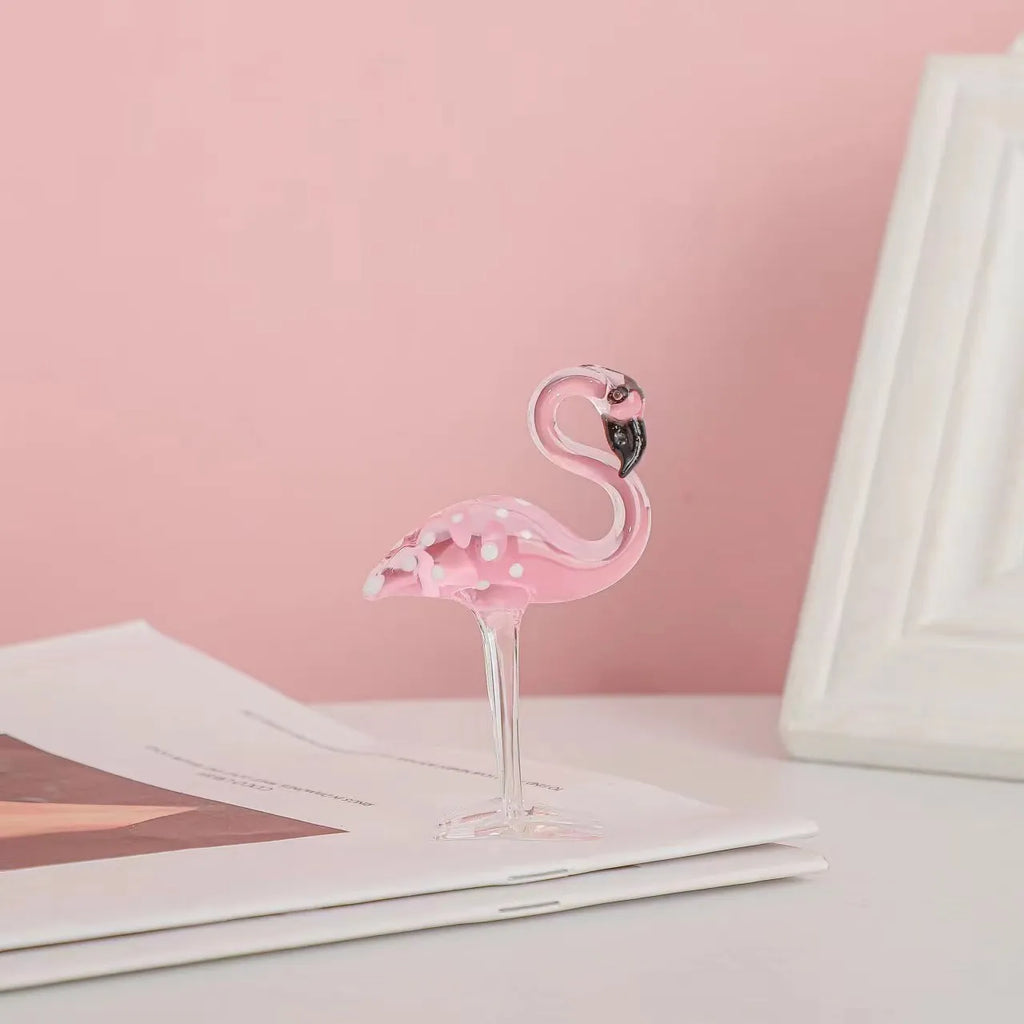 Pink crystal flamingo decorative ornament modern minimalist style 20-25cm
