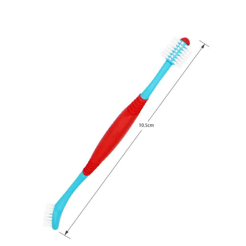 Pet dental finger toothbrush double-headed plastic teeth cleaning tool in multiple colours including purple and blue