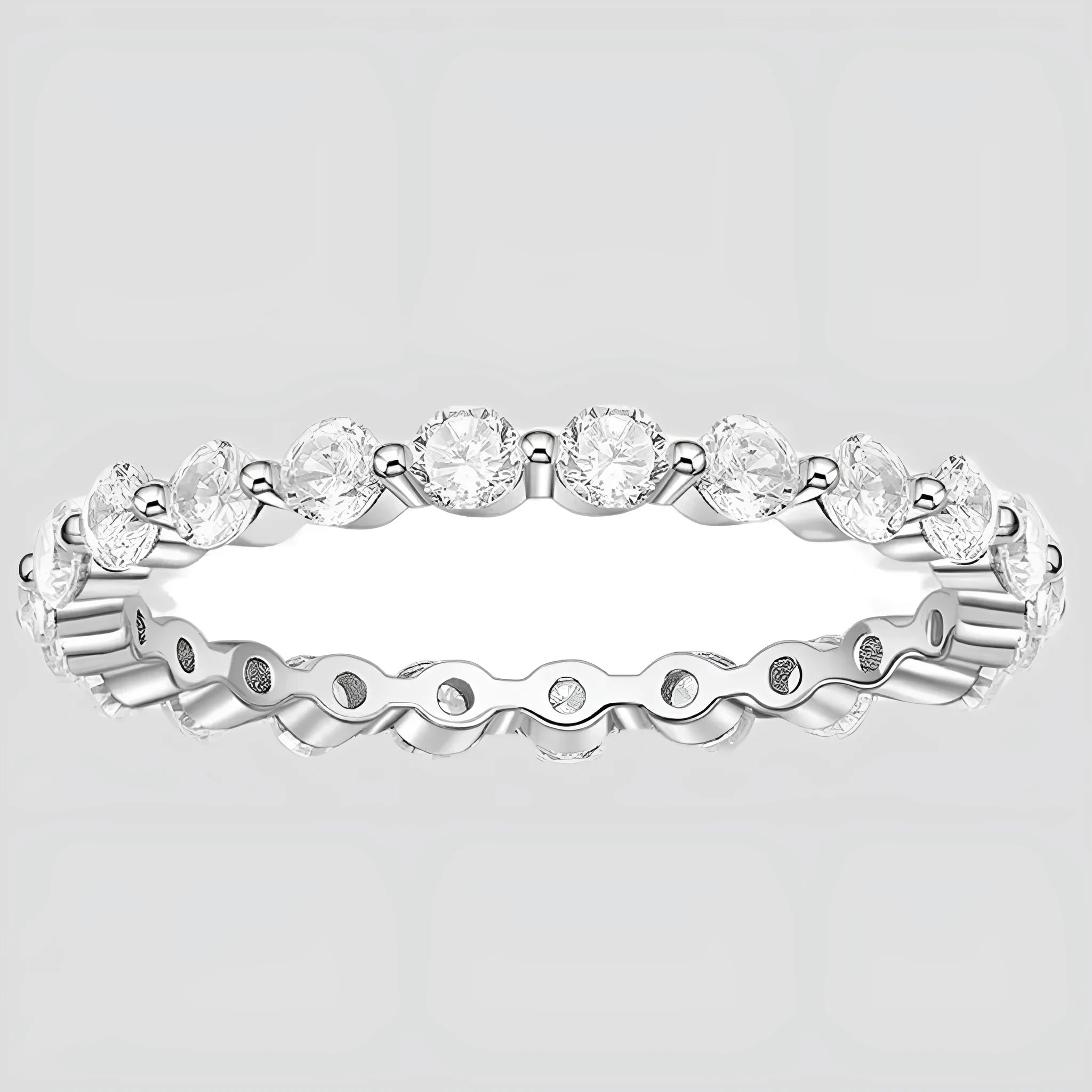 Cubic women's simple stacked ring in silver with geometric shape and electroplated finish on white background