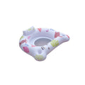 White luminous U-shaped inflatable float seat glowing in a swimming pool at night.