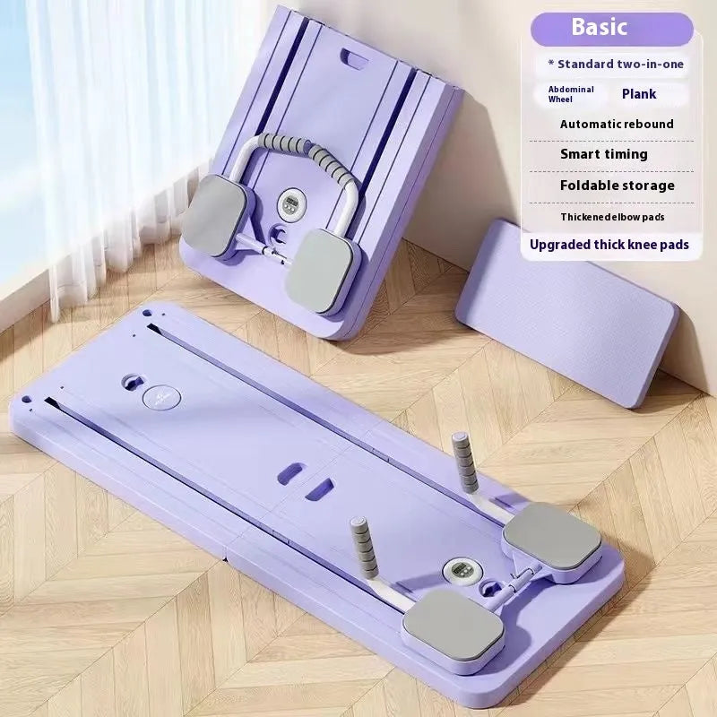Purple household fitness board with automatic rebound abdominal wheel for multi-functional exercises