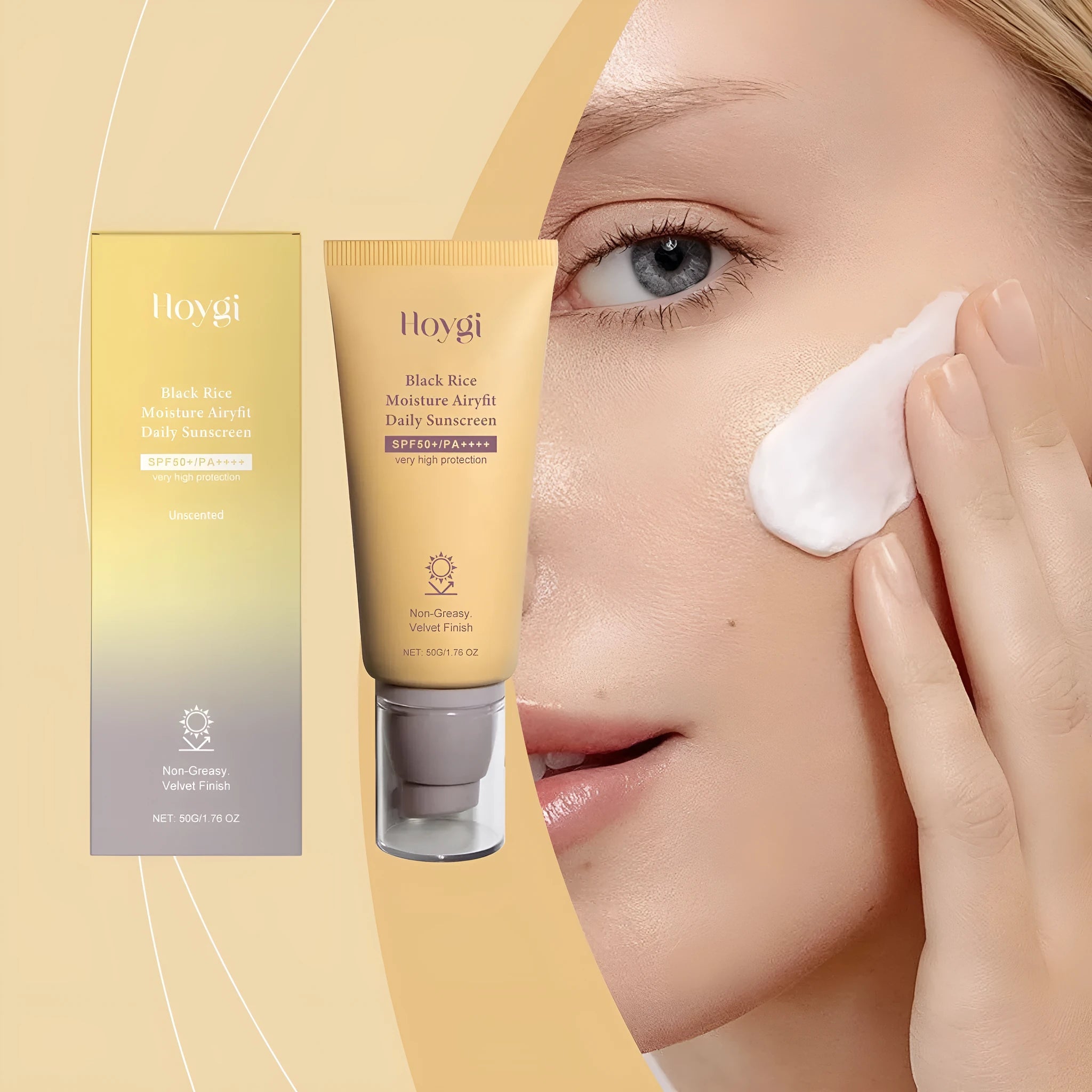 50g facial moisturising cream jar with hyaluronic acid and rice extract formulation