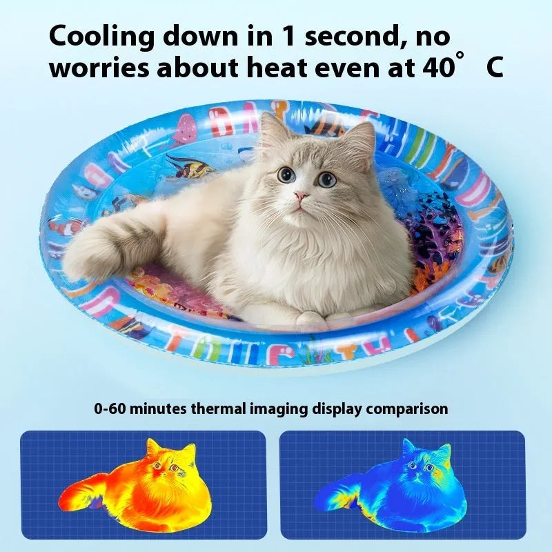 PVC inflatable water cooling cushion for cats in marine designs