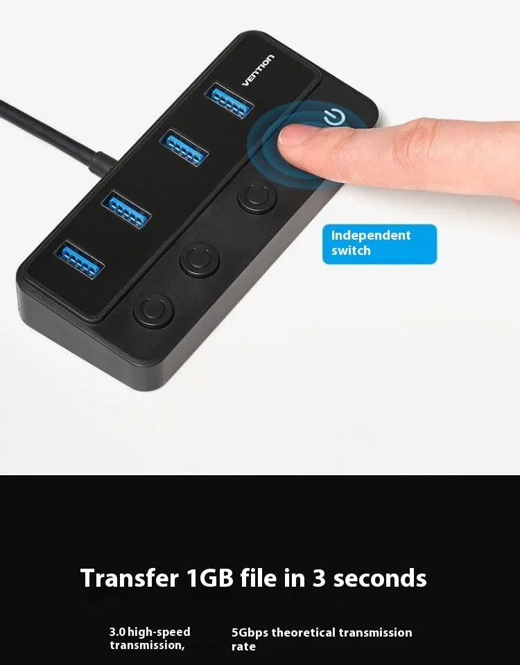 Vention USB 3.0 4-port hub docking station with 1m black cable