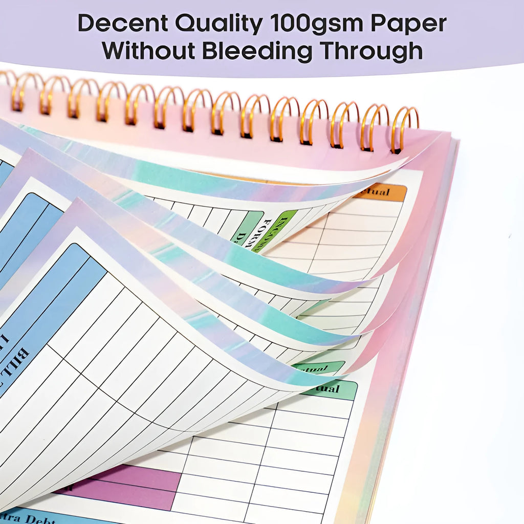 B5 size budget tally book with blue PP plastic cover and spiral binding for income expenditure tracking
