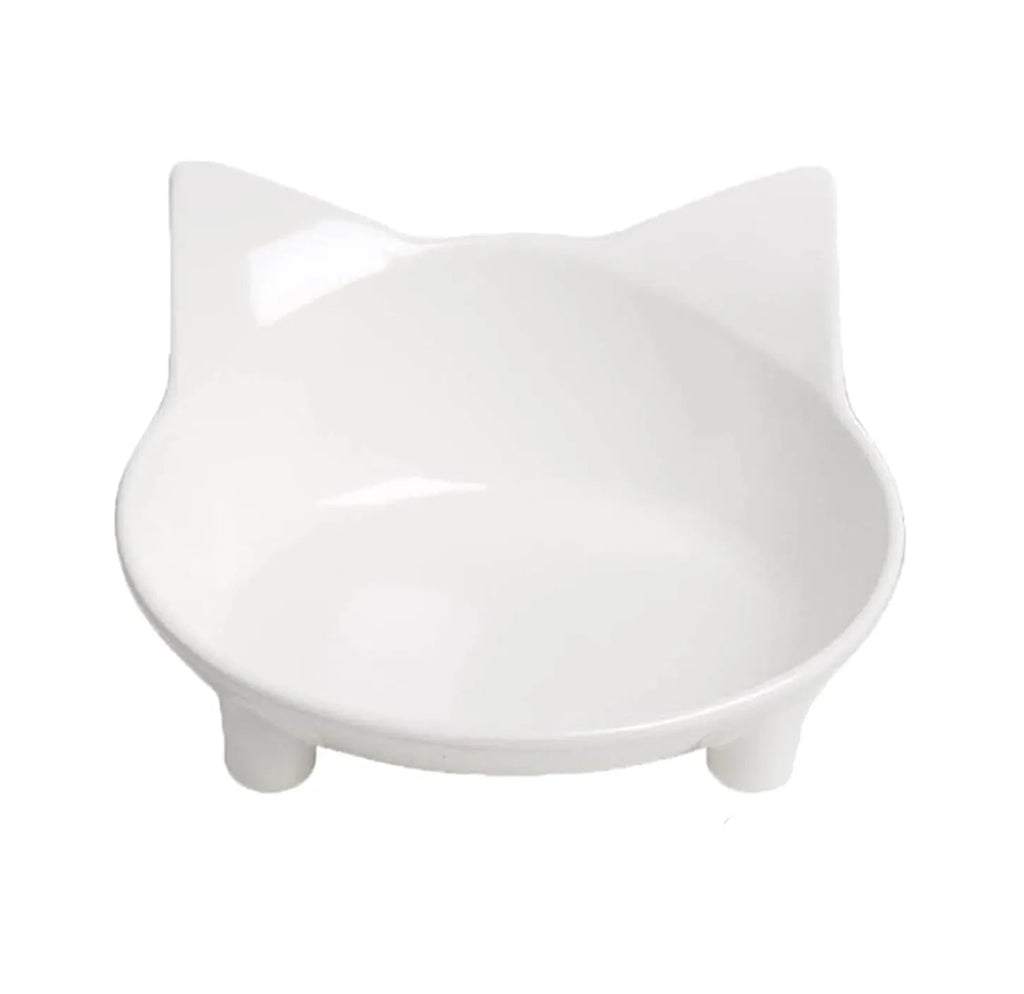 Shallow black cat food bowl with non-slip rubber base for whisker fatigue relief