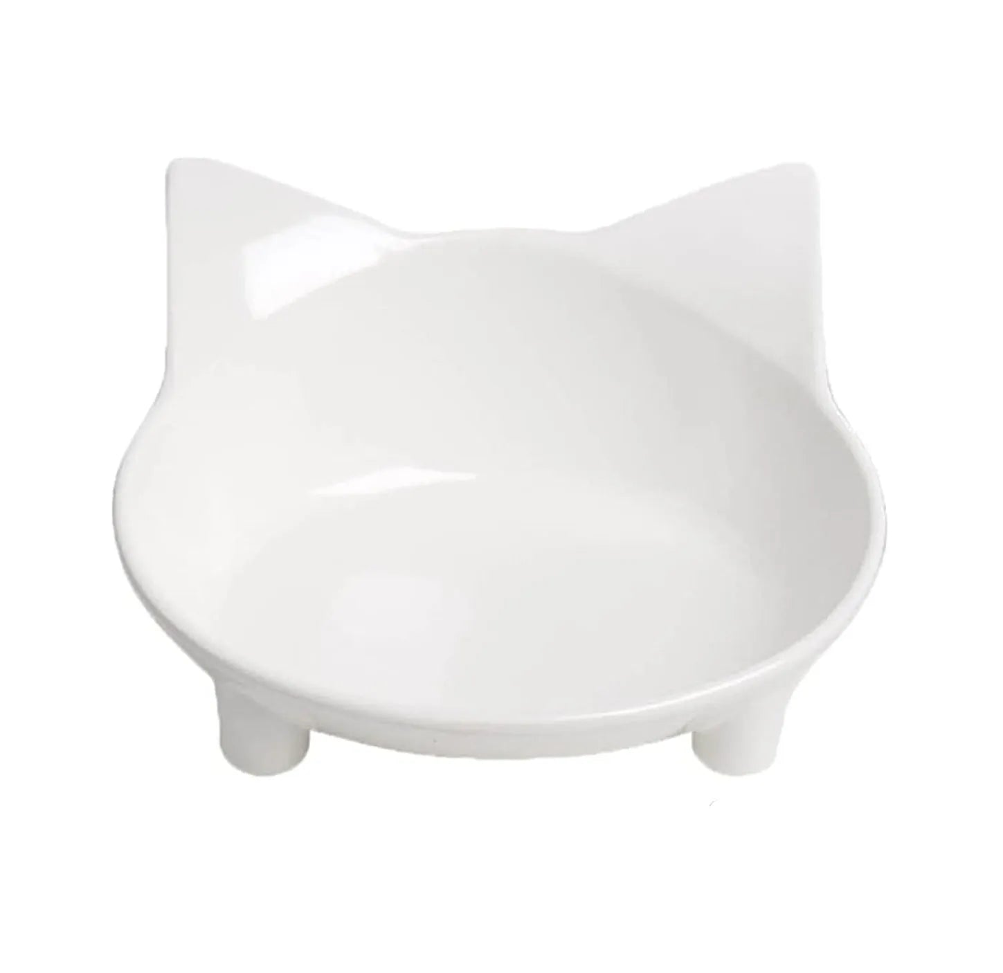 Shallow black cat food bowl with non-slip rubber base for whisker fatigue relief