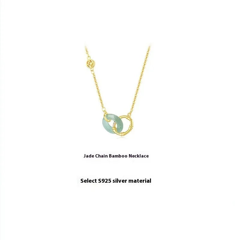 Sterling silver bamboo joint peace buckle necklace with adjustable chain and pearl accents