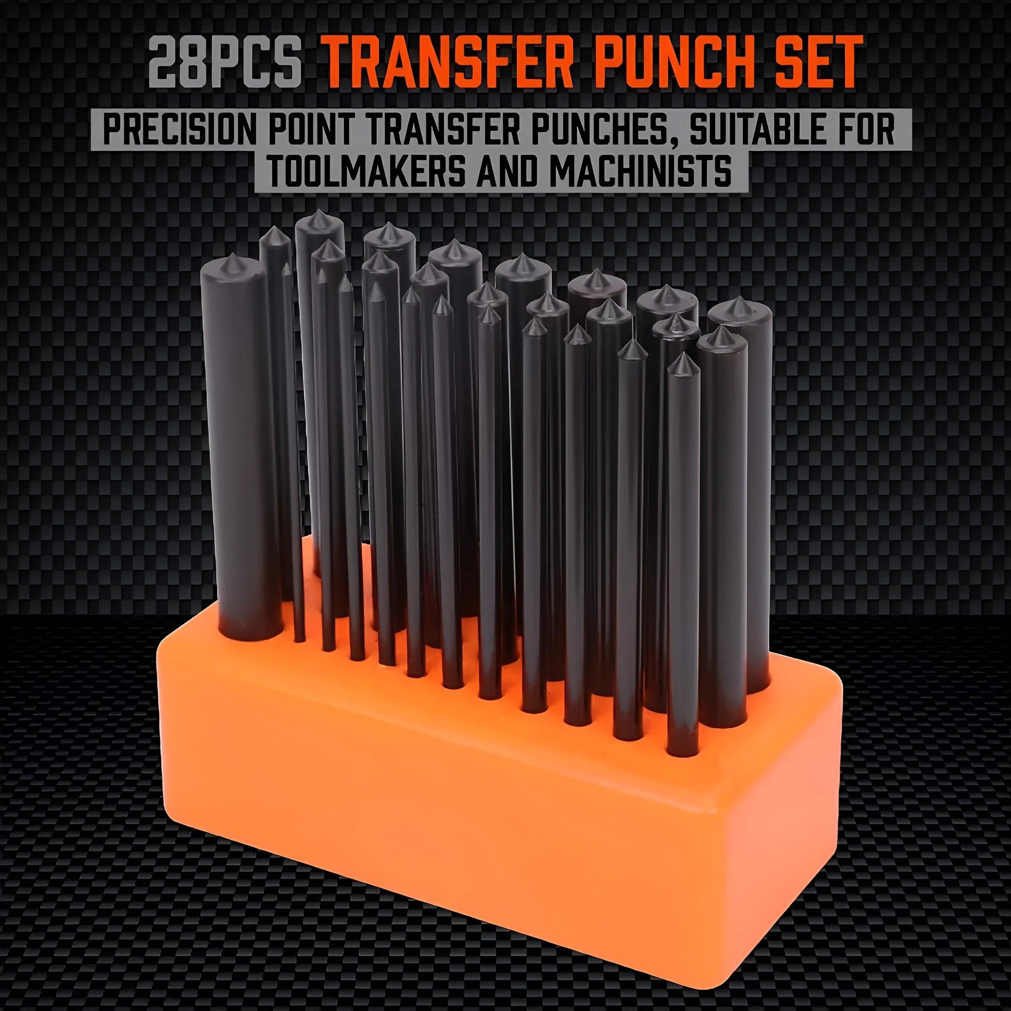 Orange alloy plastic punch needle tool set with metal mould accessory for textile crafts