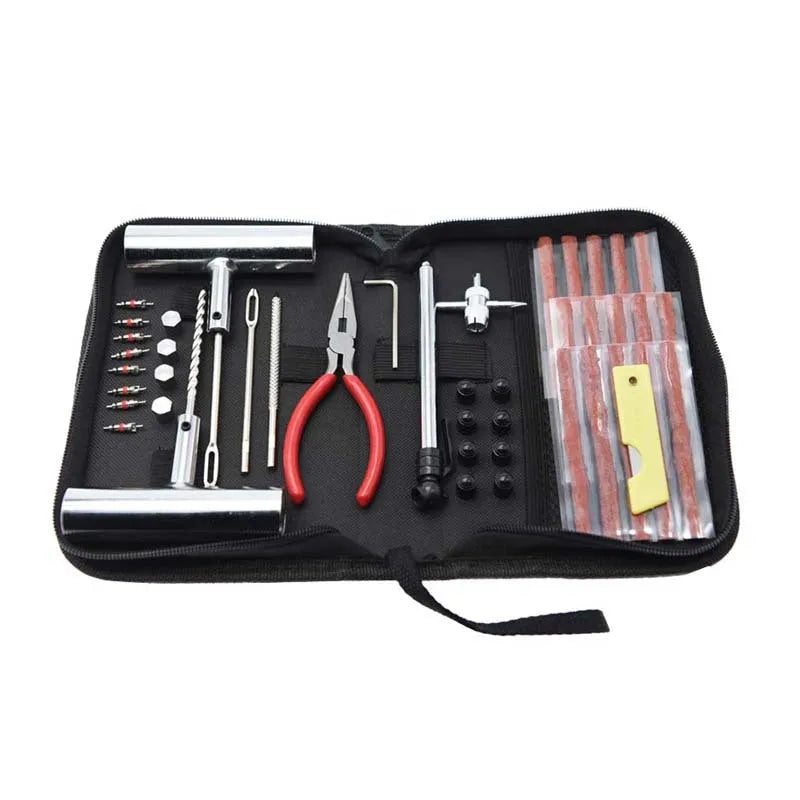 45 steel tyre repair tools in 32x20x5 cm cloth bag for car, motorcycle and bicycle puncture repair