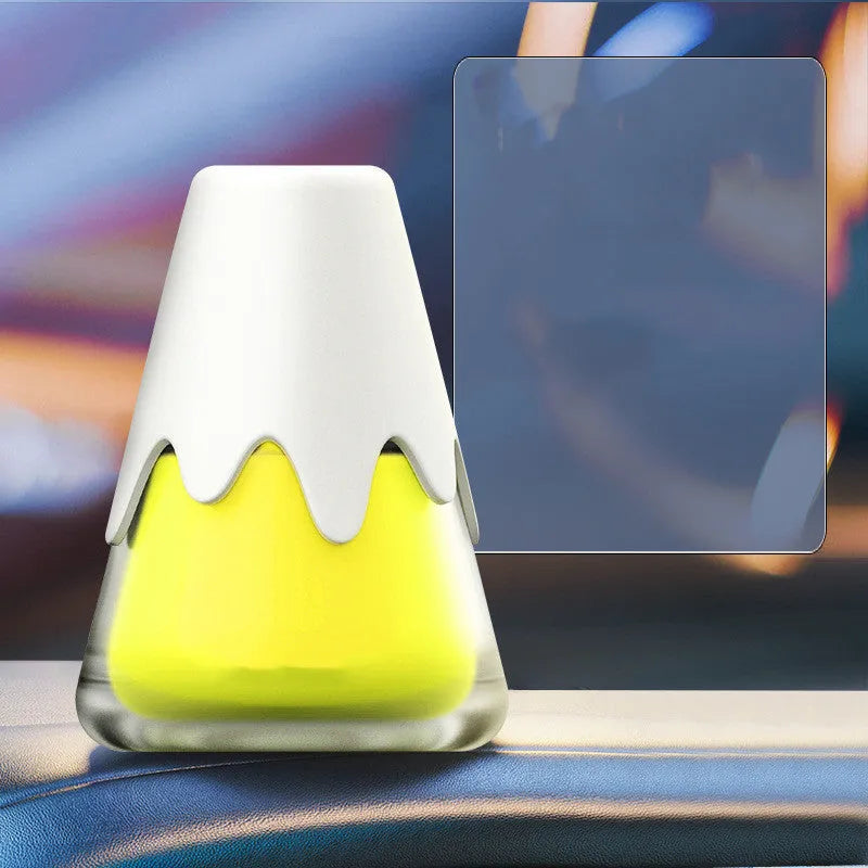 Glass car aromatherapy diffuser with fragrance cream measuring 9.1 by 6.9 cm