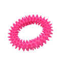 TPR spiky circle dog chew toy with dental cleaning nubs in multiple colour options