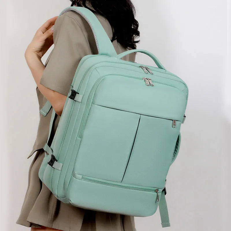 Waterproof Oxford cloth backpack for business travel with multiple pockets and laptop compartment