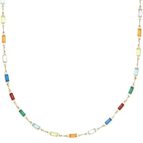 Ladies geometric crystal necklace with adjustable 41-50cm alloy chain and electroplated colour finish