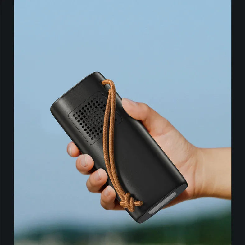 Black portable power bank with 20000mAh battery capacity and solar charging panel