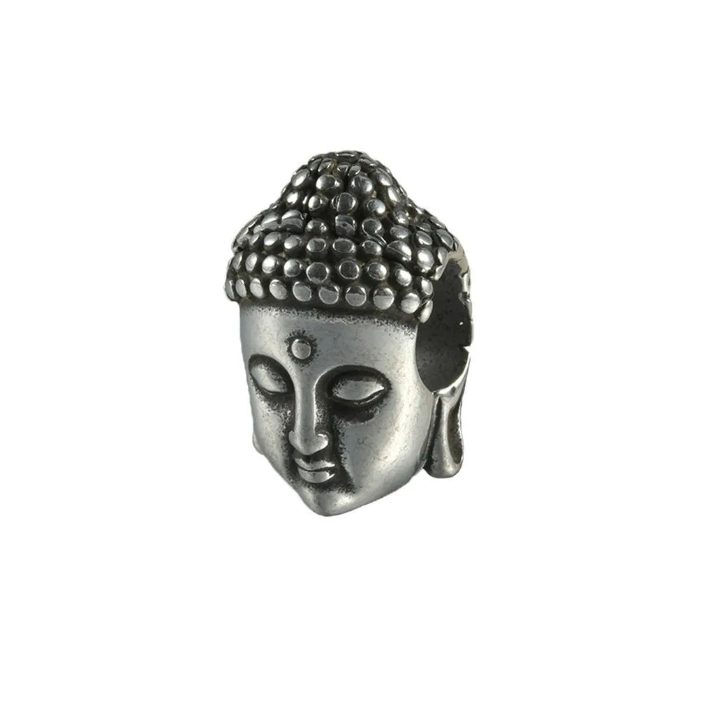Personalised stainless steel hollow skull Buddha earrings in geometric design