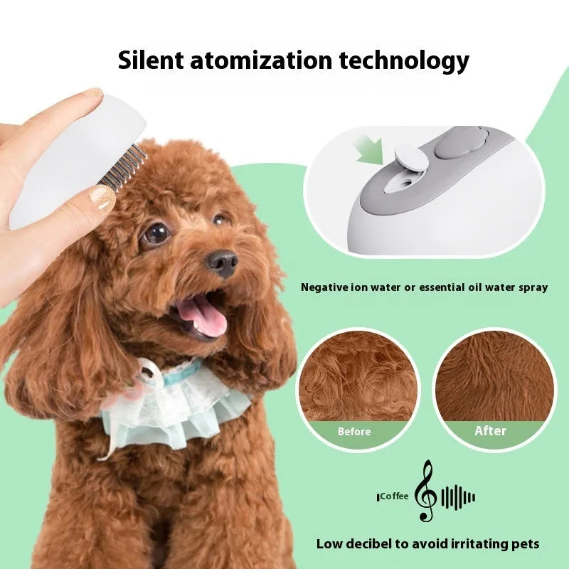 Rechargeable cat grooming massage comb with silicone teeth in four colour options