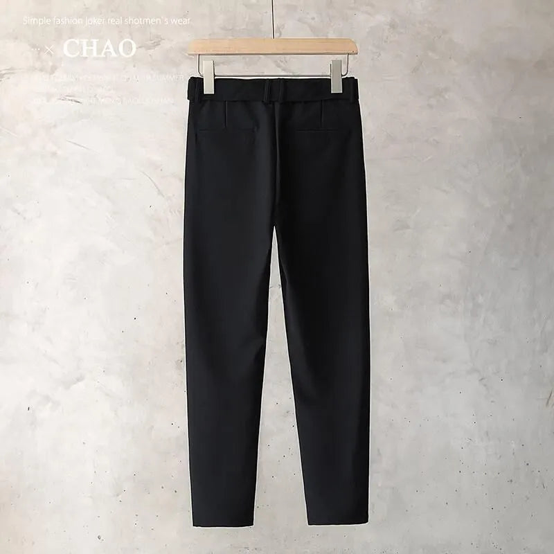 Boys slim straight wool trousers in tapered cut for business casual and street fashion.
