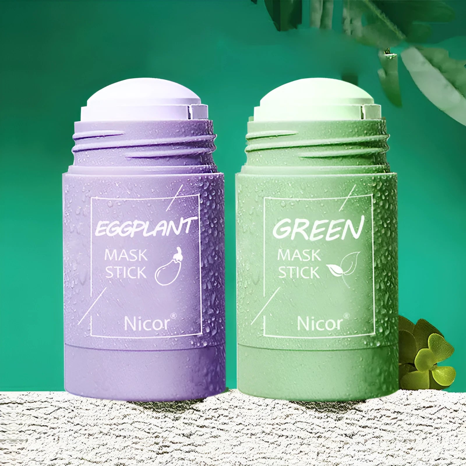 Green tea and eggplant solid clay stick face mask for oily and acne-prone skin