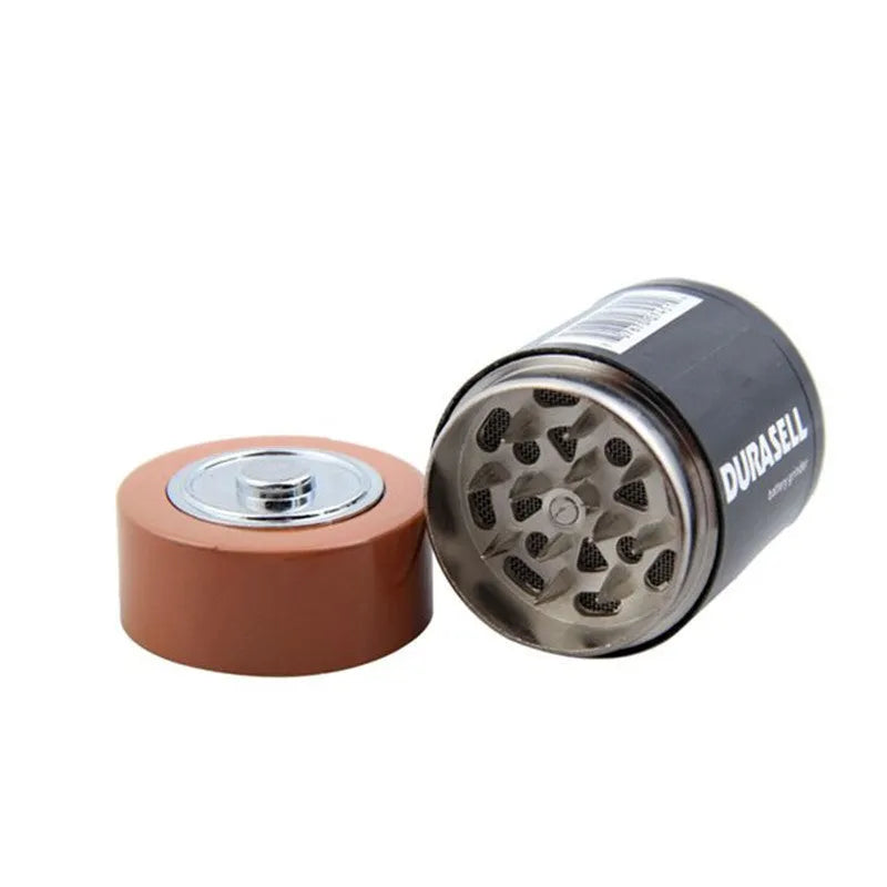 Black zinc alloy 55mm modelling grinder with battery, keychain, and multifunctional accessories
