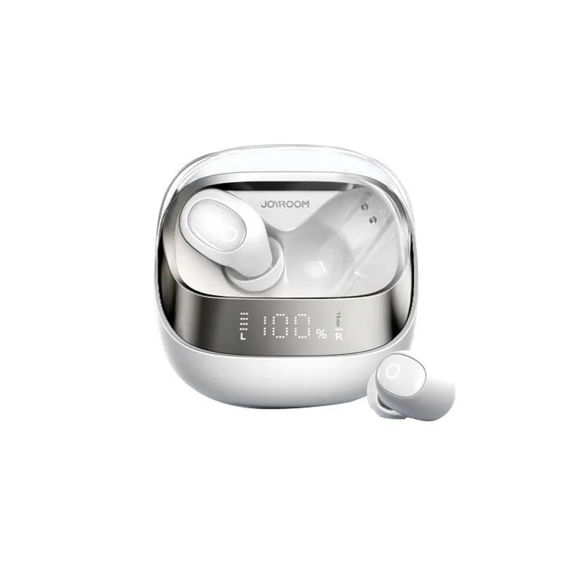 Wireless Bluetooth earbuds in charging case with dawn white and starry sky black colour options