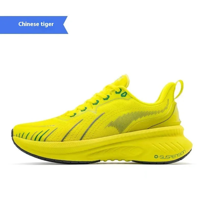 Low-top running sneakers with a breathable mesh upper and rubber sole, shown in a colour option like red or black.