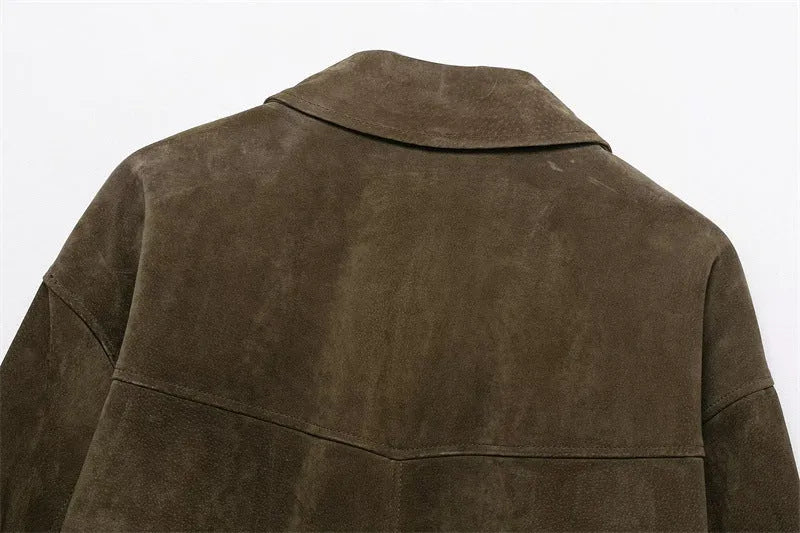 Women's medium thickness PU fabric jacket in Japanese Korean casual style