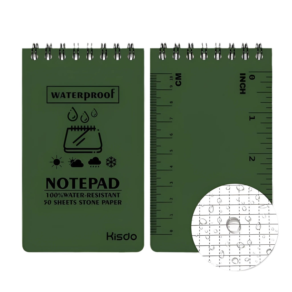 A5 waterproof spiral notepad with stone paper, PP cover, shown in camouflage colour