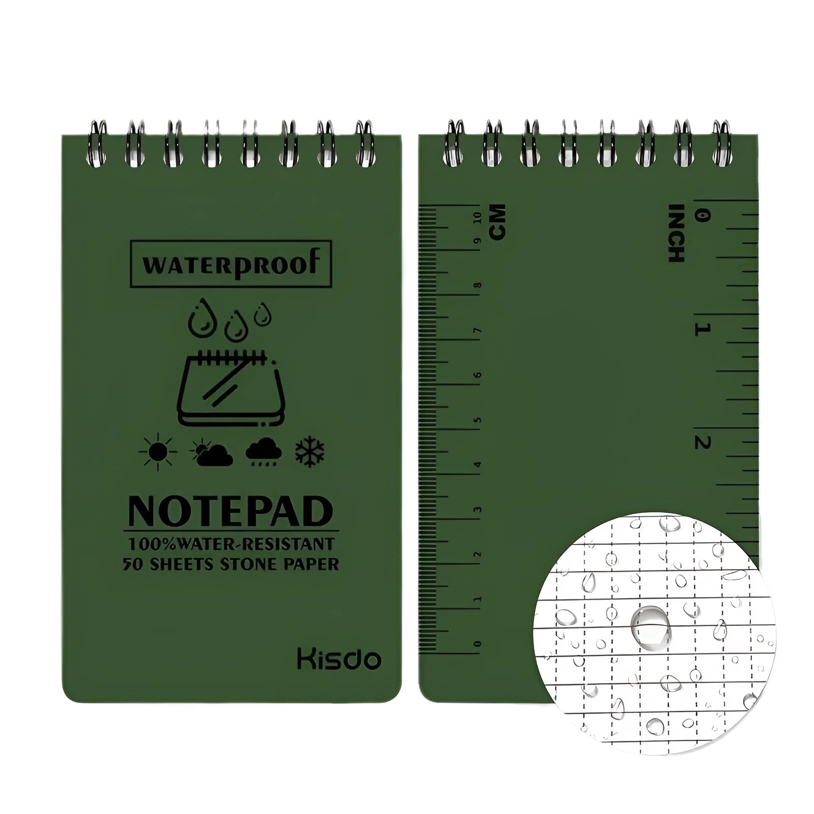A5 waterproof spiral notepad with stone paper, PP cover, shown in camouflage colour