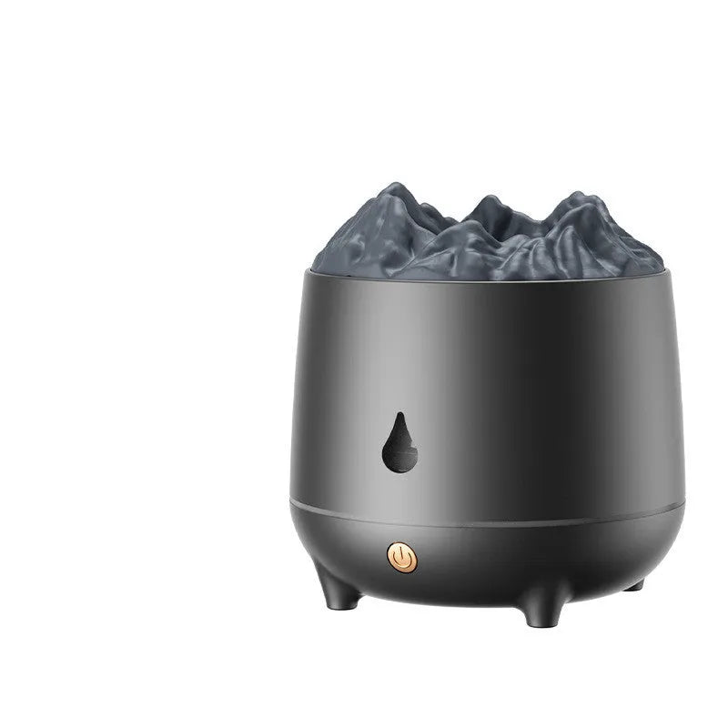 Volcano-shaped USB humidifier in black colour with mist output