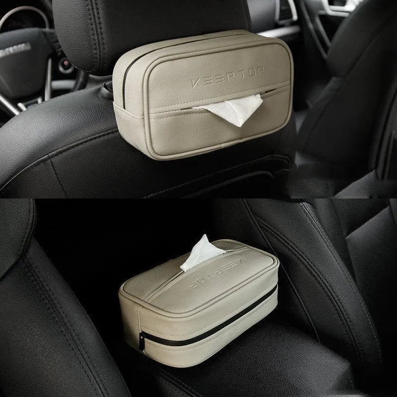 Large black PU leather car hanging organiser box with paper bag packaging