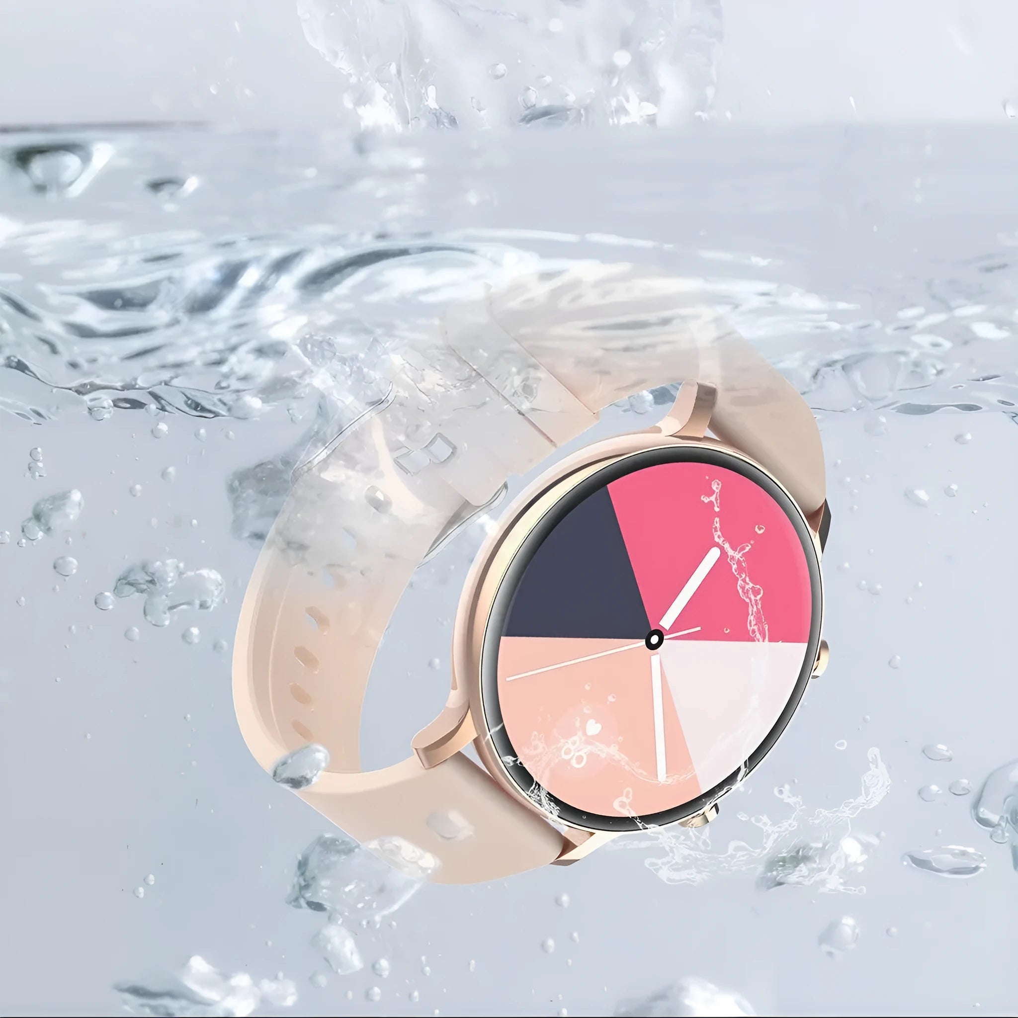 Black smartwatch with stainless steel case and genuine leather strap on a wrist.