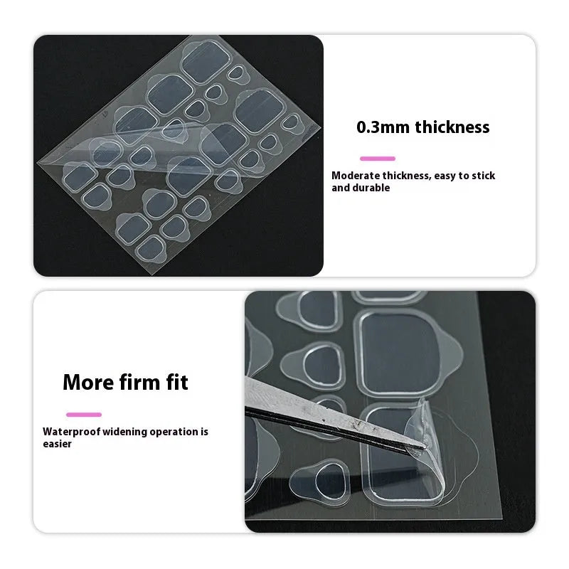 Fake toe nail transparent jelly glue waterproof super sticky ultra-thin white glue shell pattern 10 pieces