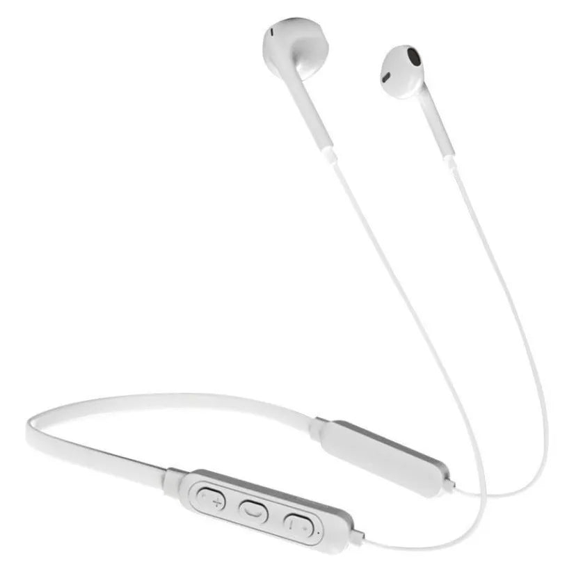 Bluetooth halter stereo sports headset in black with neckband design and power display