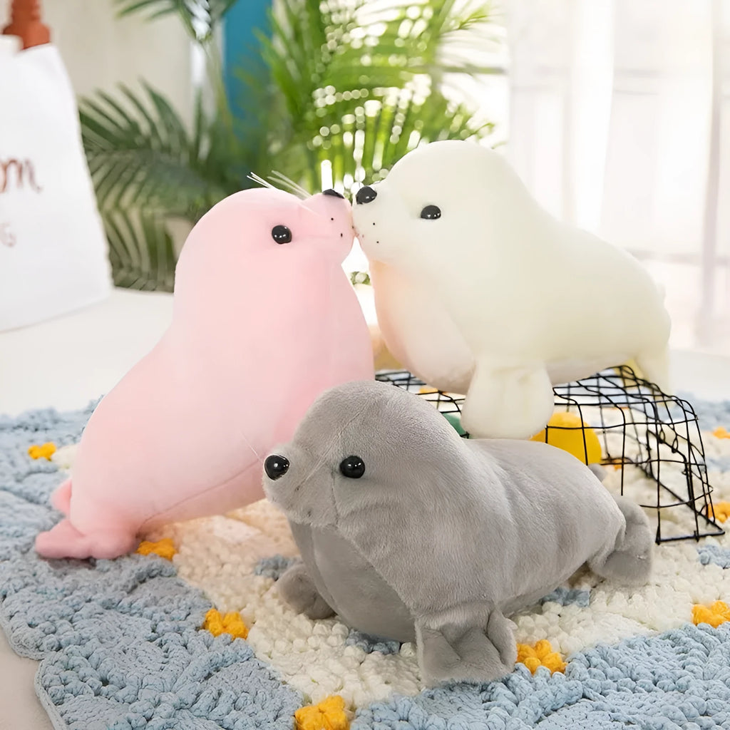 Polar Ocean Underwater World seal plush toy in grey, 25cm height, soft stuffed animal for youth